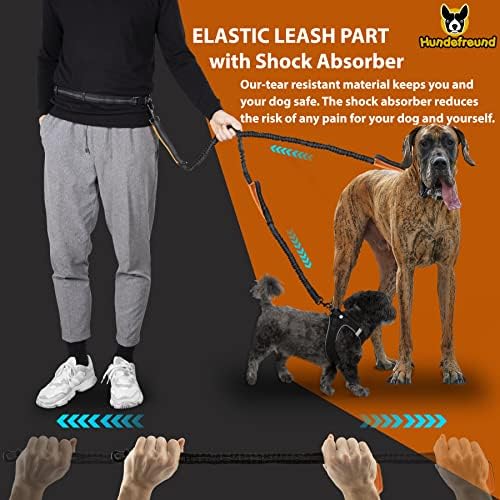 Hundefreund רצועה חופשית לרצועה לכלבים גדולים | רצועת המותניים לכלב גדול, ריצה, ריצה קלה, אימונים, טיולים רגליים